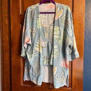 Loungewear 3-Piece Set Botanical Print Lightweight